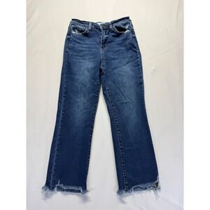 Vervet by Flying Monkey Crop Flared Jeans Womens 28 Blue Denim Cotton Frayed Hem